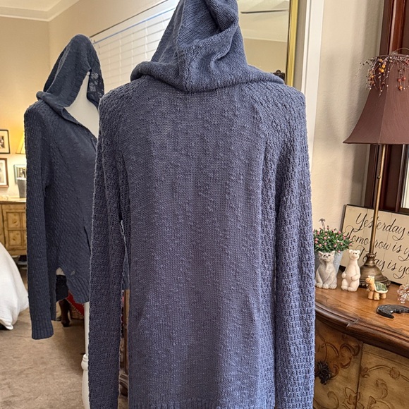 Roxy V-Neck Blue Hooded Sweater 100% Cotton - Picture 6 of 15